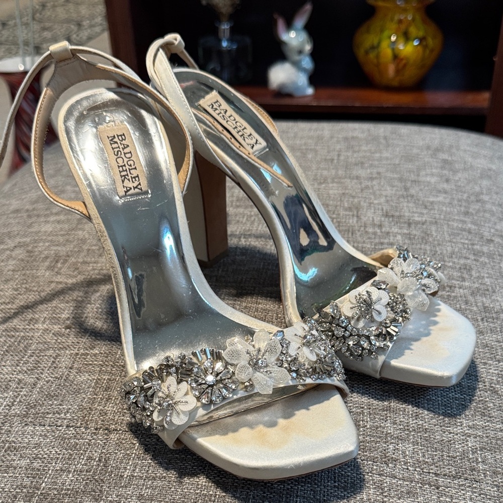 Badgley Mischka Ivory Embellished Heels